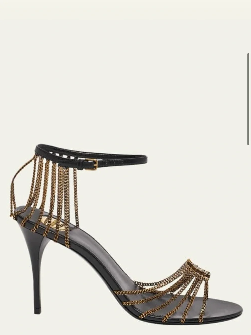 Saint Laurent Babylone Strappy Chain YSL Stilletto Sandals Size 37 - Picture 1 of 5